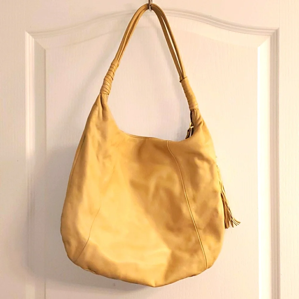 Scarlett Blake Creme Studded Leather Hobo Bag